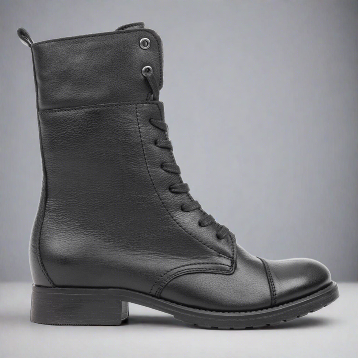 SARAH ECO LACE BOOT Fekete őrölt bőr