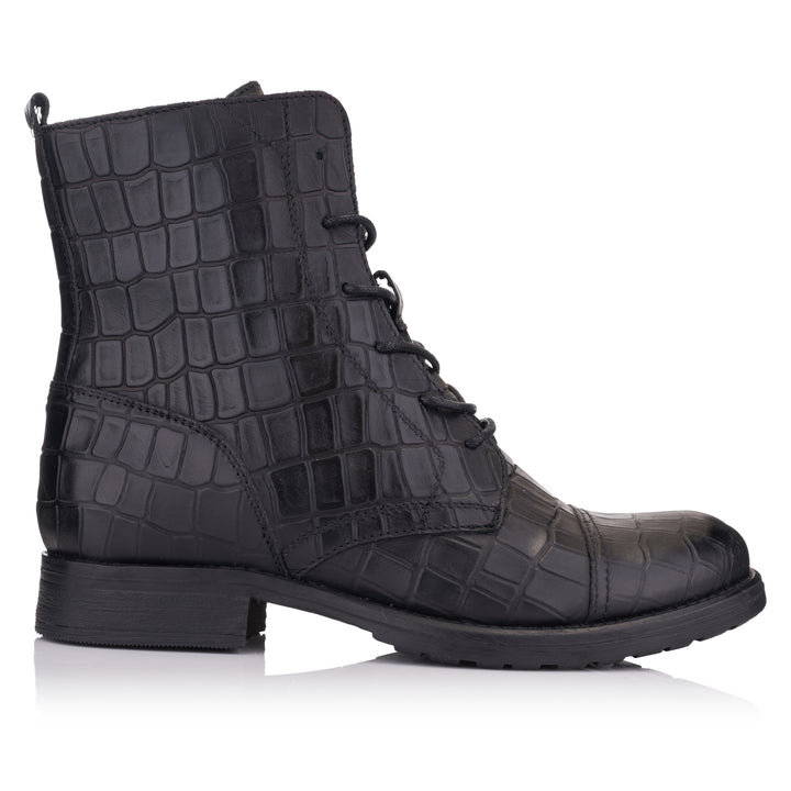SARAH LACE UP BOOTS fekete Coda Embossed csizma