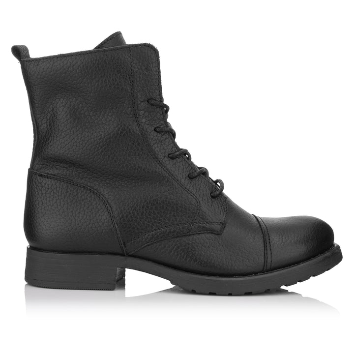 SARAH LACE UP BOOTS fekete mart bőr csizma