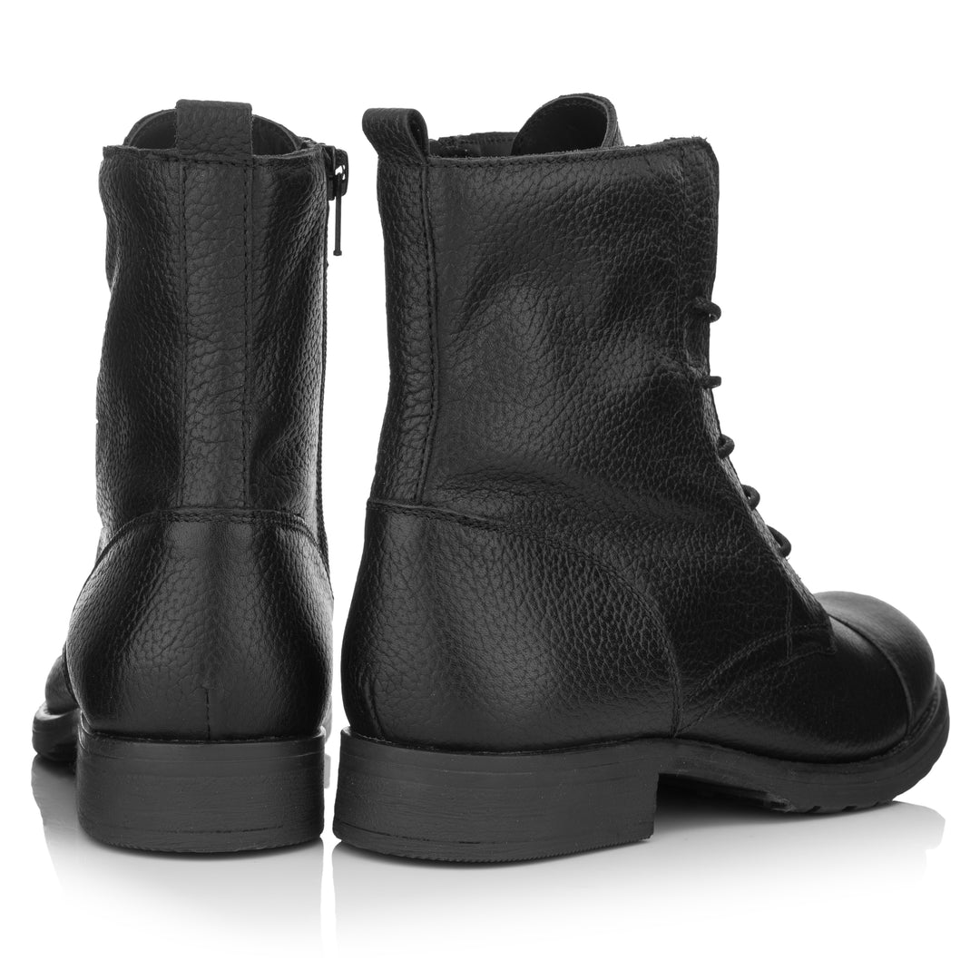 SARAH LACE UP BOOTS fekete mart bőr csizma