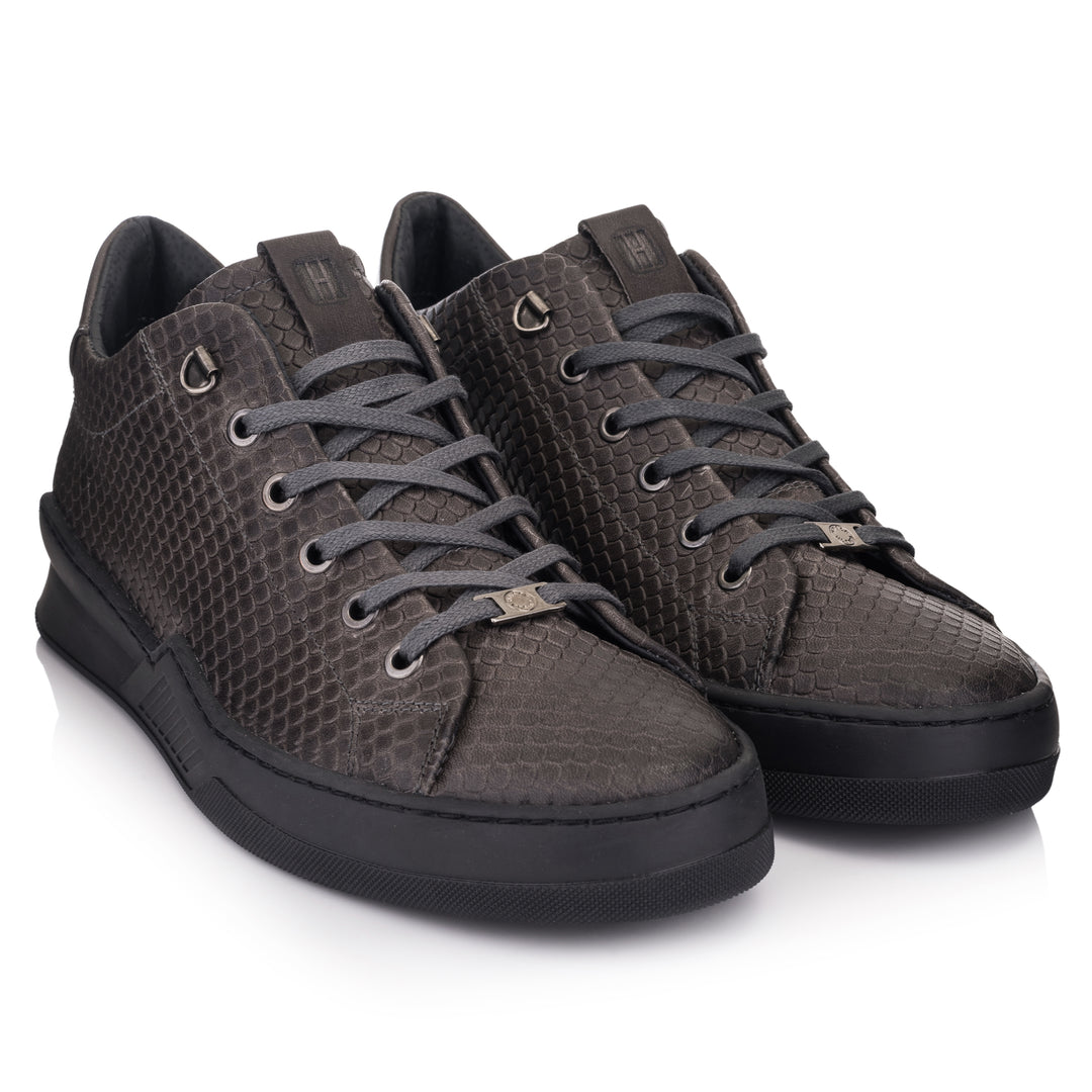 ESKO CITY LOW sötétszürke/barna dombornyomott bőr sneaker
