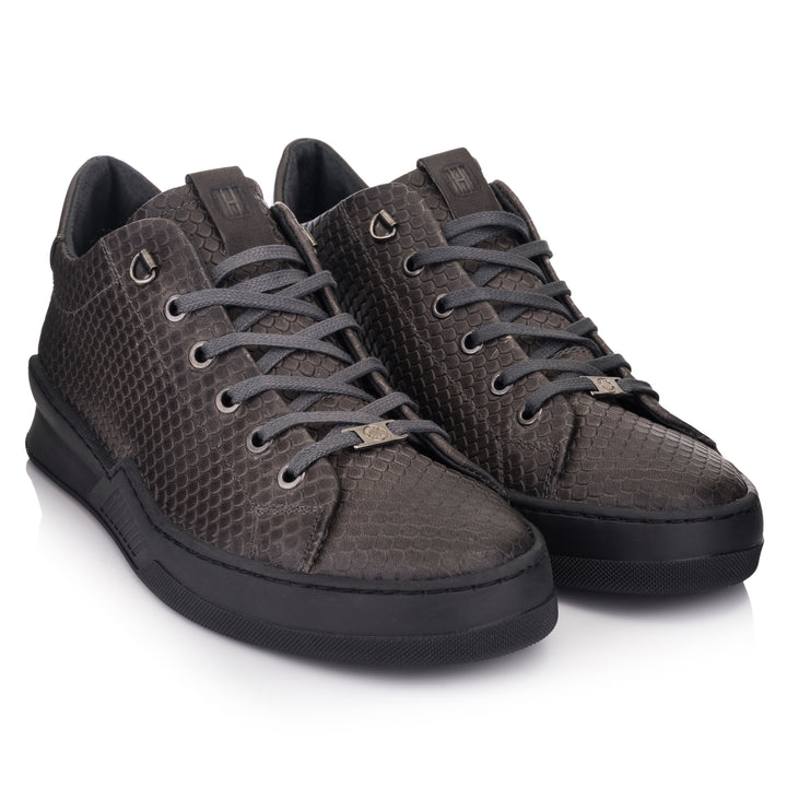 ESKO CITY LOW sötétszürke/barna dombornyomott bőr sneaker