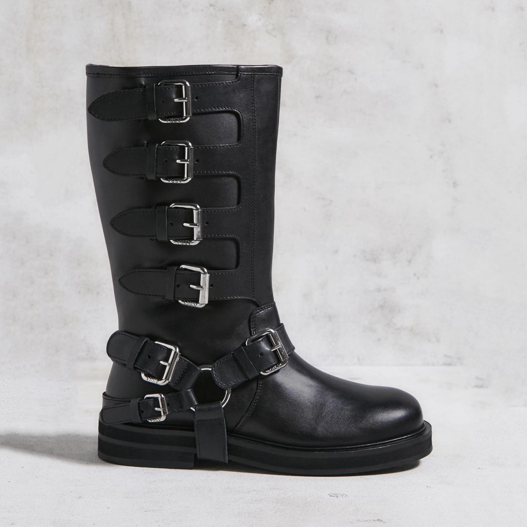 CANTALOUPE HIGH BOOT fekete bőr csizma