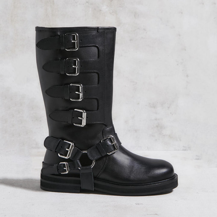 CANTALOUPE HIGH BOOT fekete bőr csizma
