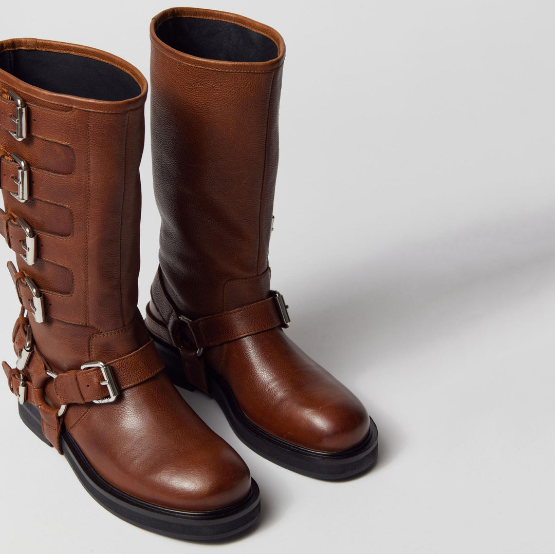 CANTALOUPE HIGH BOOT Tan bőr csizma