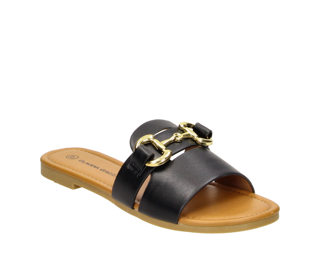 Olivia pántos papucs, fekete