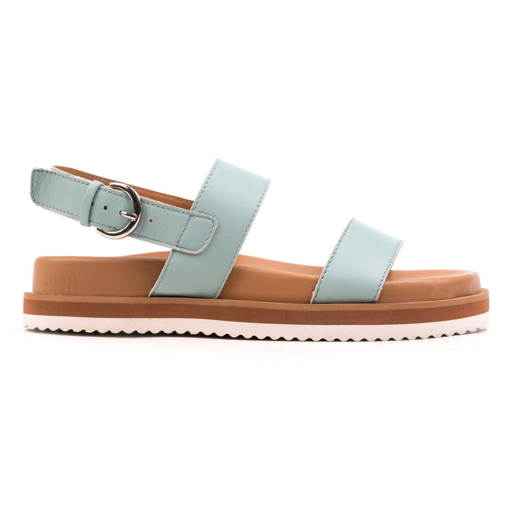 DOUBLE STRAP SANDAL Turquoise bőr szandál