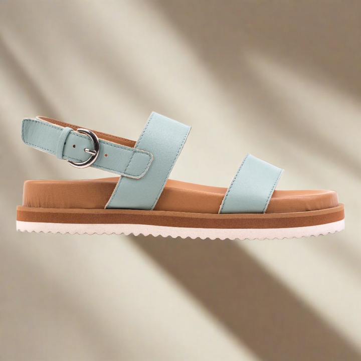 DOUBLE STRAP SANDAL Turquoise bőr szandál