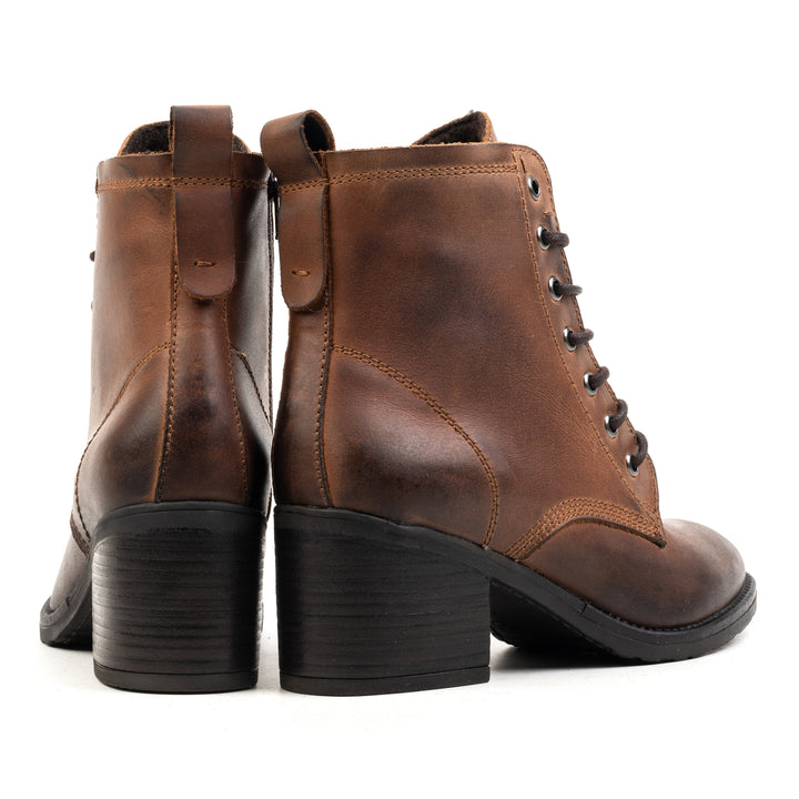 ANNIE ANKLE LACE BOOT Világosbarna viaszolt bőr