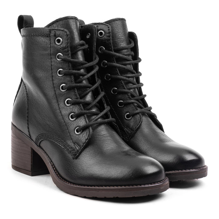 ANNIE ANKLE LACE BOOT fekete Mousse bőr csizma