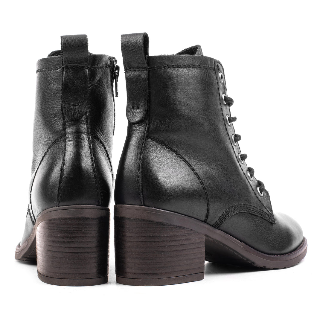 ANNIE ANKLE LACE BOOT fekete Mousse bőr csizma