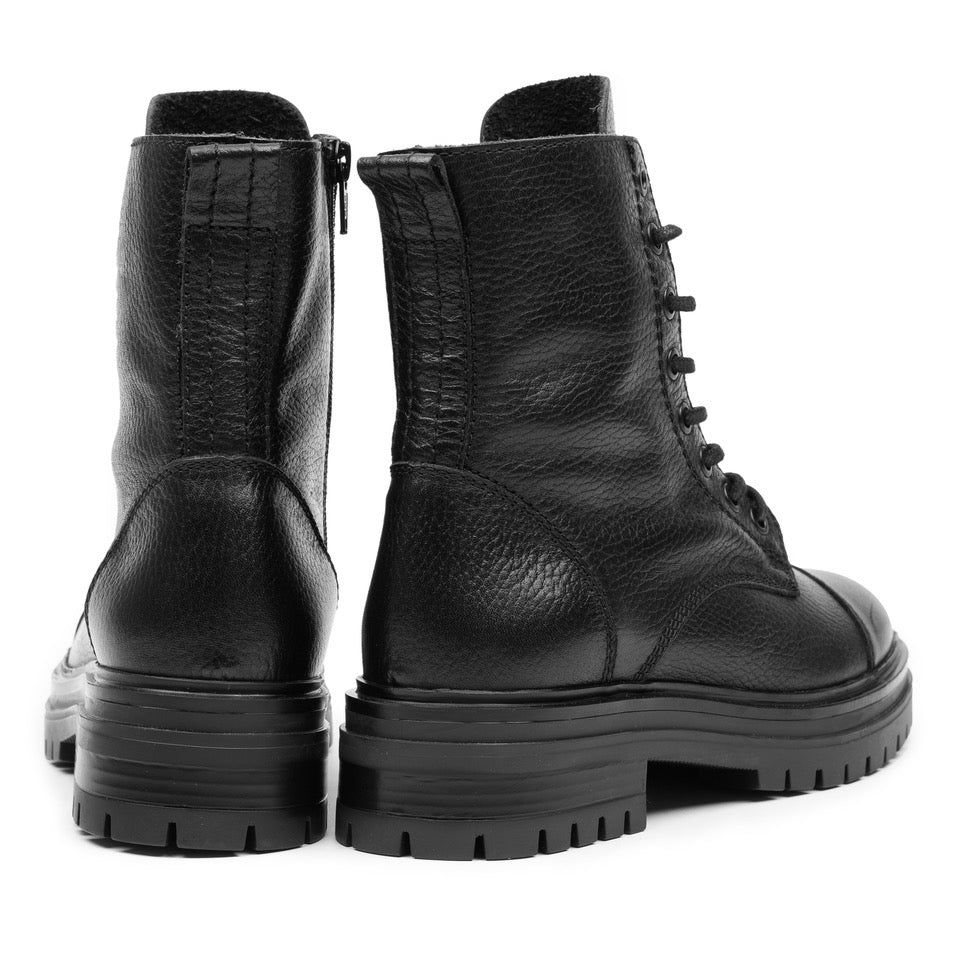 LEYTON COMBAT MID fekete mart bőr sneaker