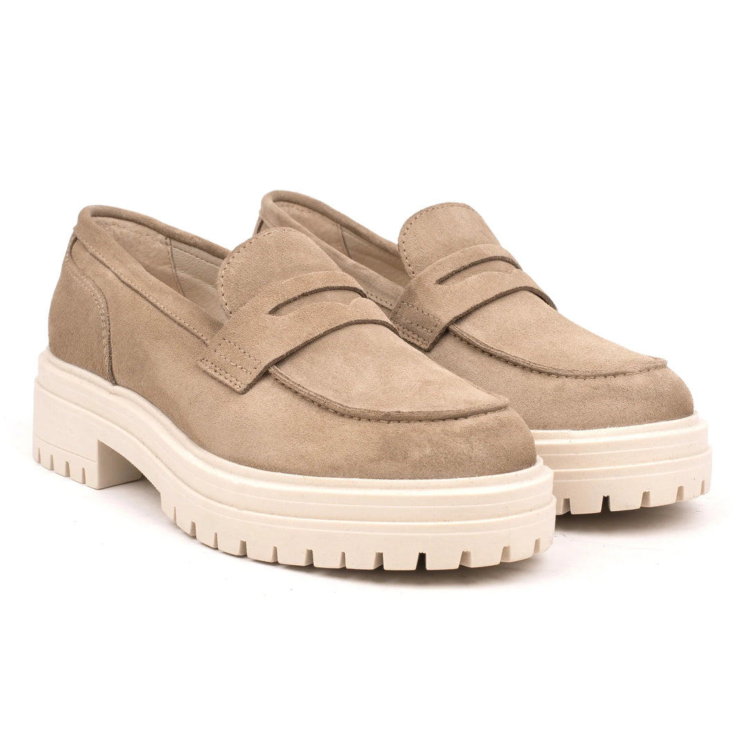 LEYTON LOAFER SADDLE Taupe velúr