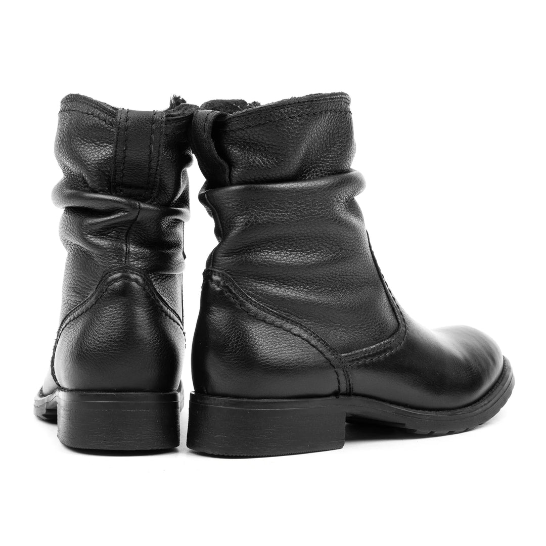 SARAH BOOT fekete mart bőr csizma