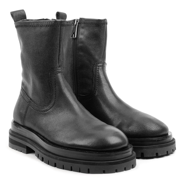 BADGER BOOT fekete bőr csizma