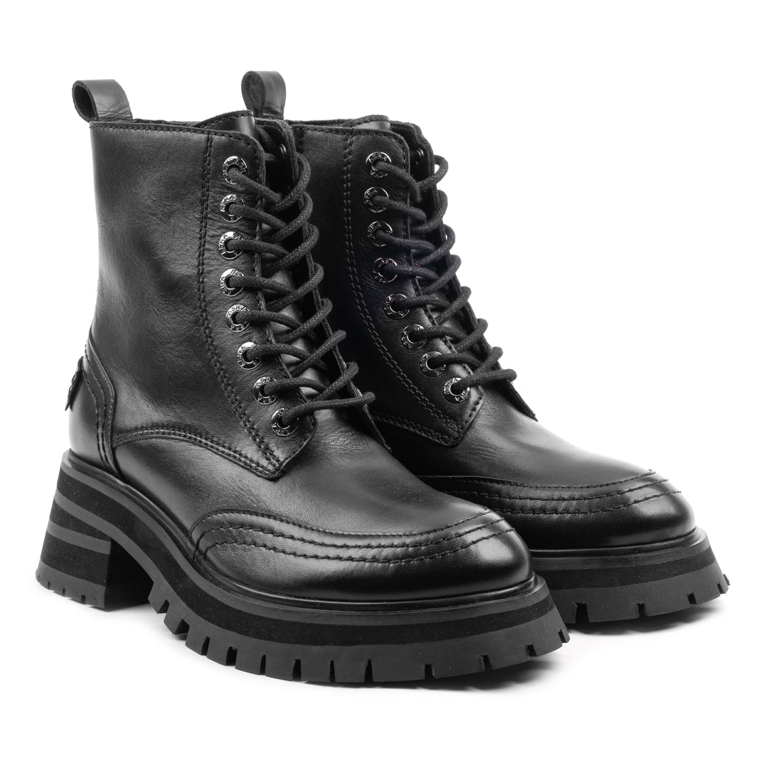 BUSTER BOOT fekete bőr csizma