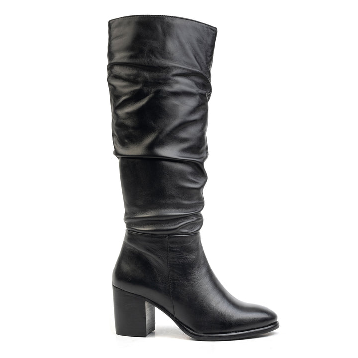 MIKI HIGH BOOT fekete bőr