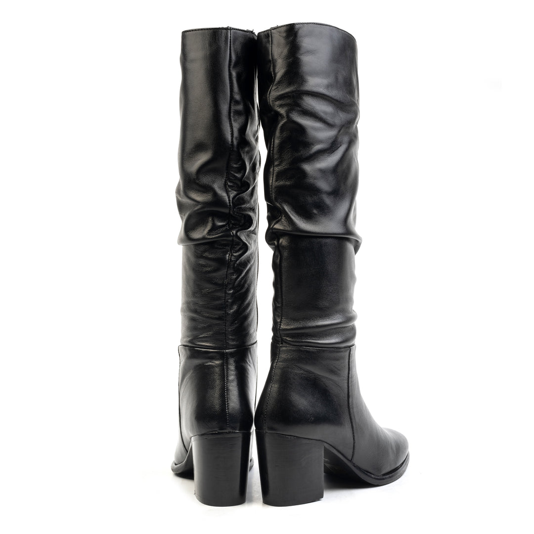 MIKI HIGH BOOT fekete bőr