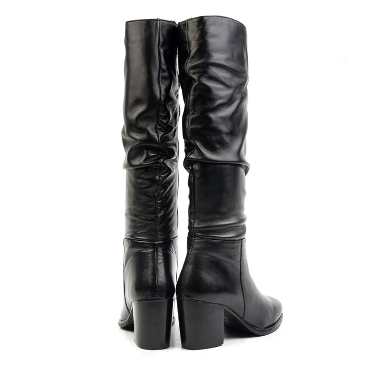MIKI HIGH BOOT fekete bőr