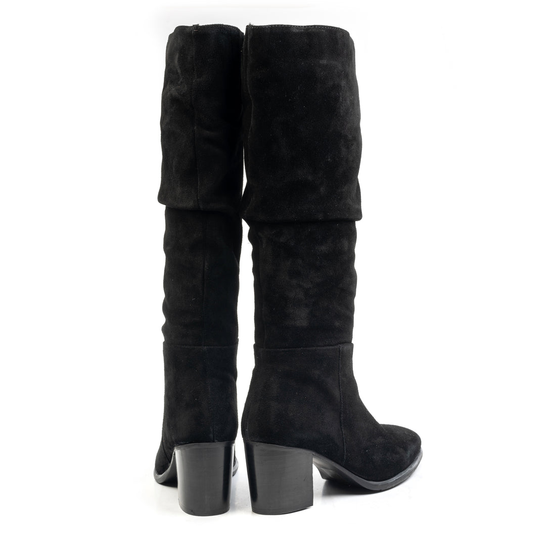 MIKI HIGH BOOT Fekete Velúr