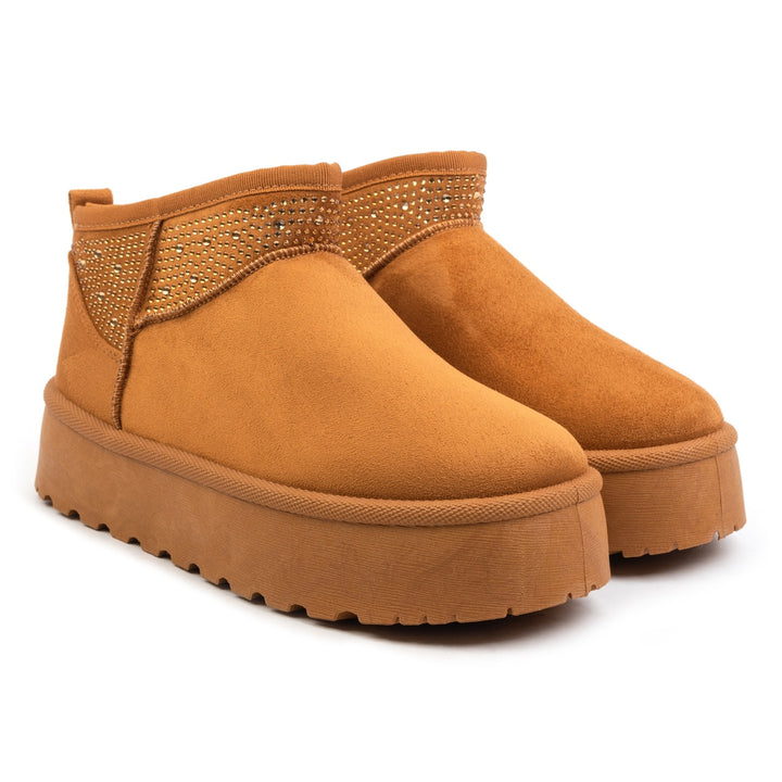 Isla rövid szárú csizma, konyakbarna, pántos