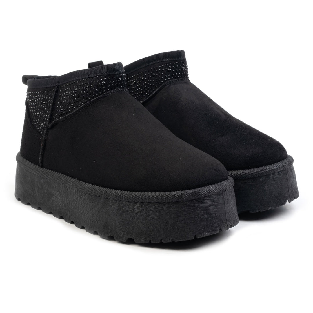 Isla rövid szárú csizma, fekete strasszkövekkel