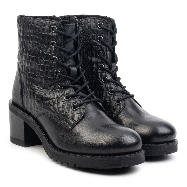BEAU LACE BOOT Fekete Bőr