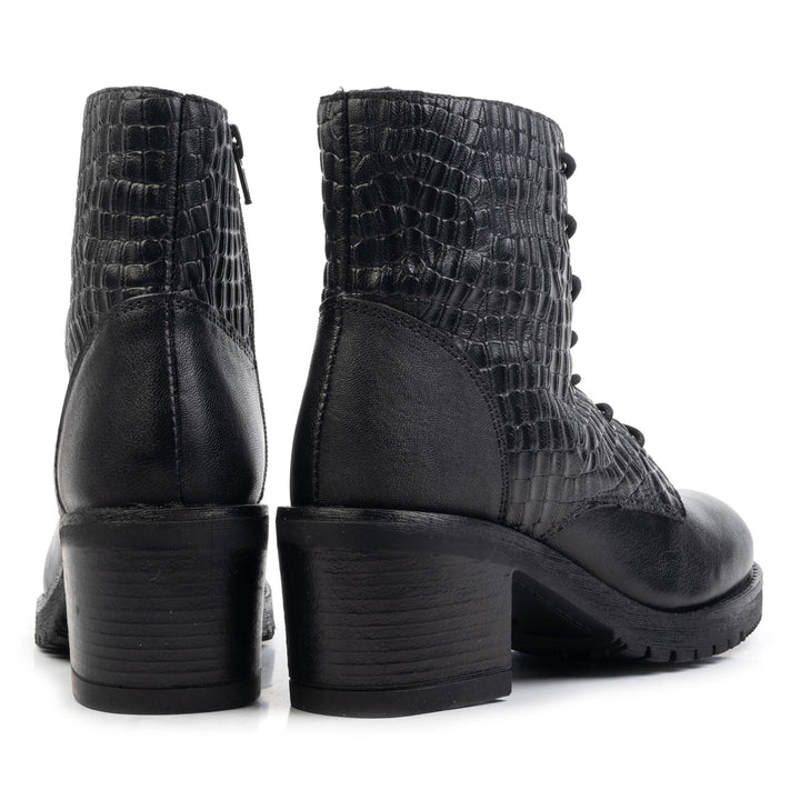 BEAU LACE BOOT Fekete Bőr