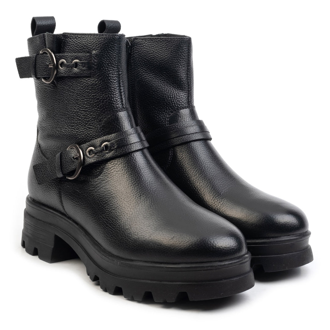 FAE BIKER BOOT Fekete bőr