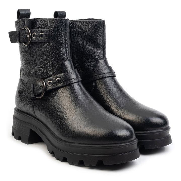 FAE BIKER BOOT Fekete bőr