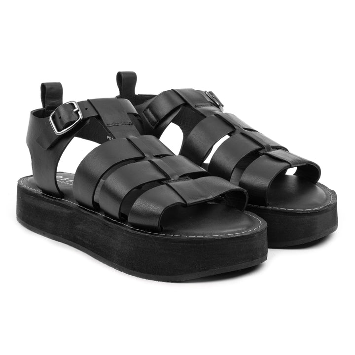 GEEK SANDAL Fekete Bőr