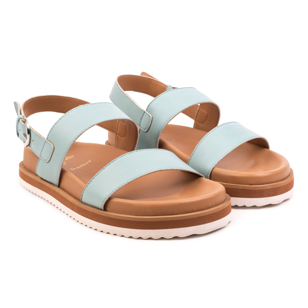 DOUBLE STRAP SANDAL Turquoise bőr szandál