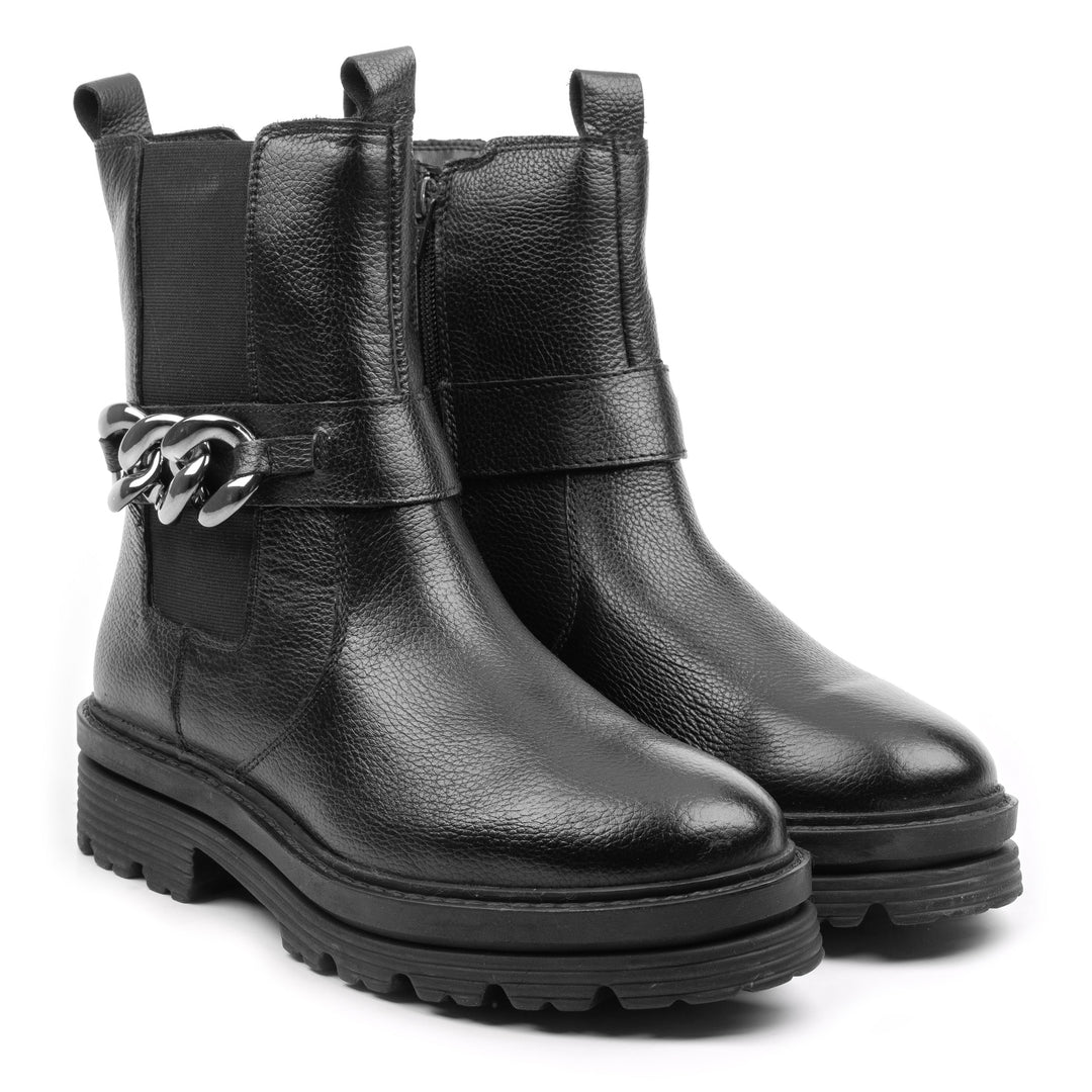 Fekete Chelsea láncos csizma