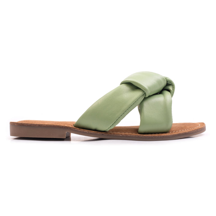 AVA SLIPPER mohazöld bőr