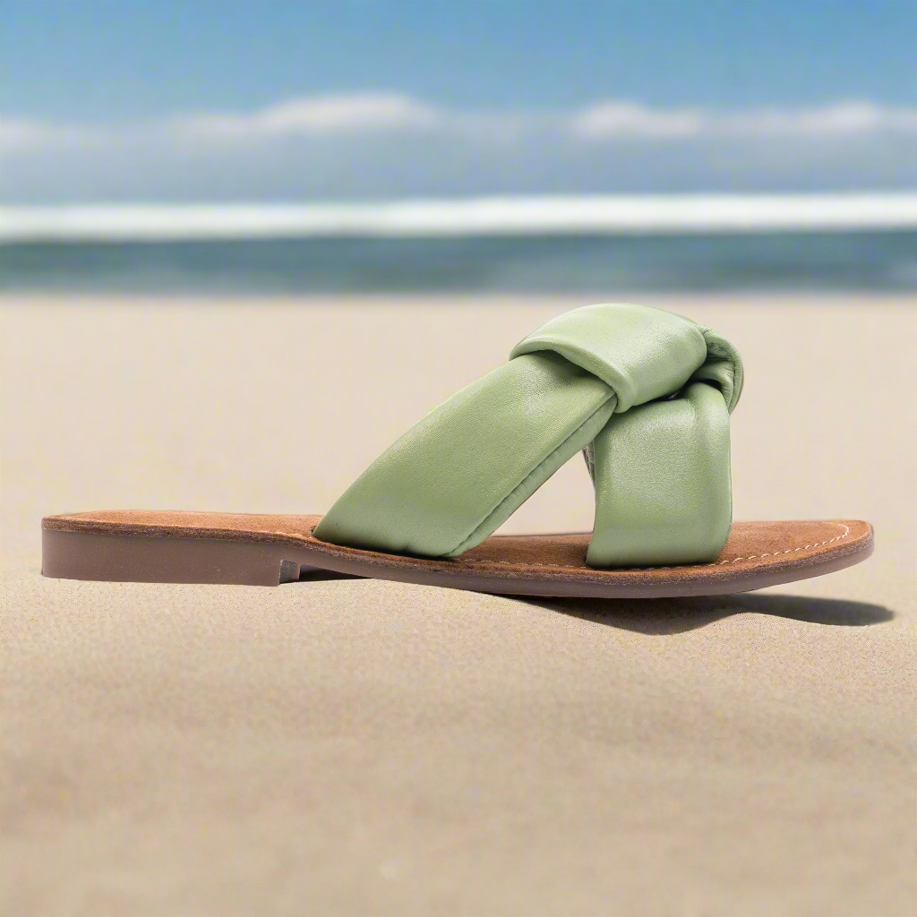 AVA SLIPPER mohazöld bőr