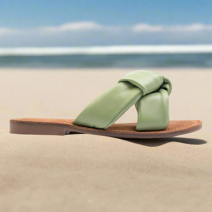 AVA SLIPPER mohazöld bőr