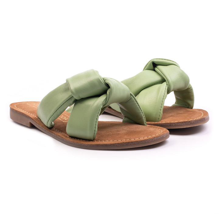 AVA SLIPPER mohazöld bőr