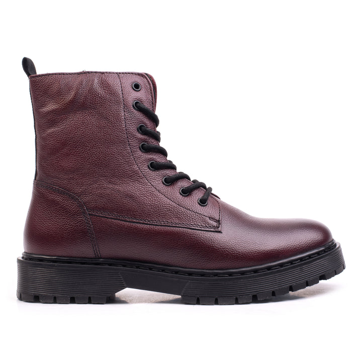 LONDON LACE BOOT Bordó Valódi Bőr