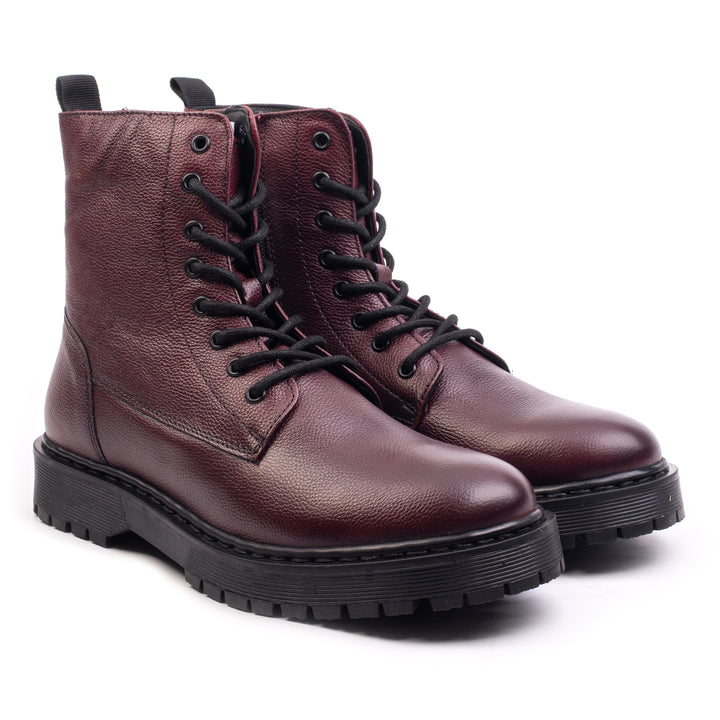LONDON LACE BOOT Bordó Valódi Bőr