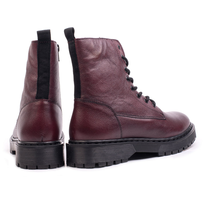LONDON LACE BOOT Bordó Valódi Bőr