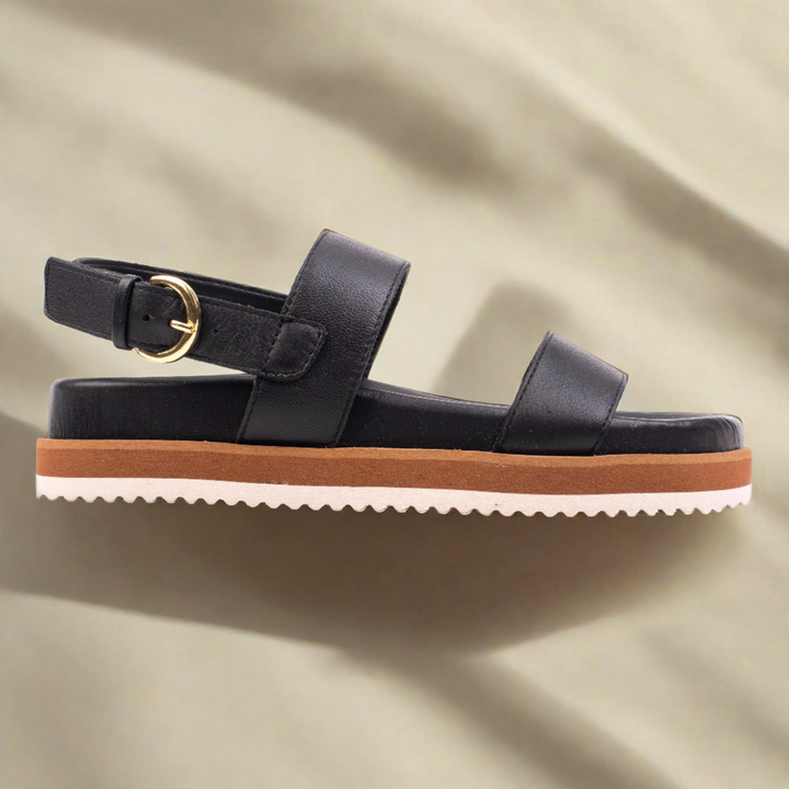 DUPLA PÁNTOS NŐI SZANDÁL Fekete bőr