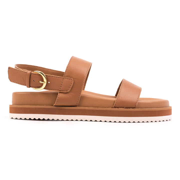 DOUBLE STRAP SANDAL Tan bőr szandál
