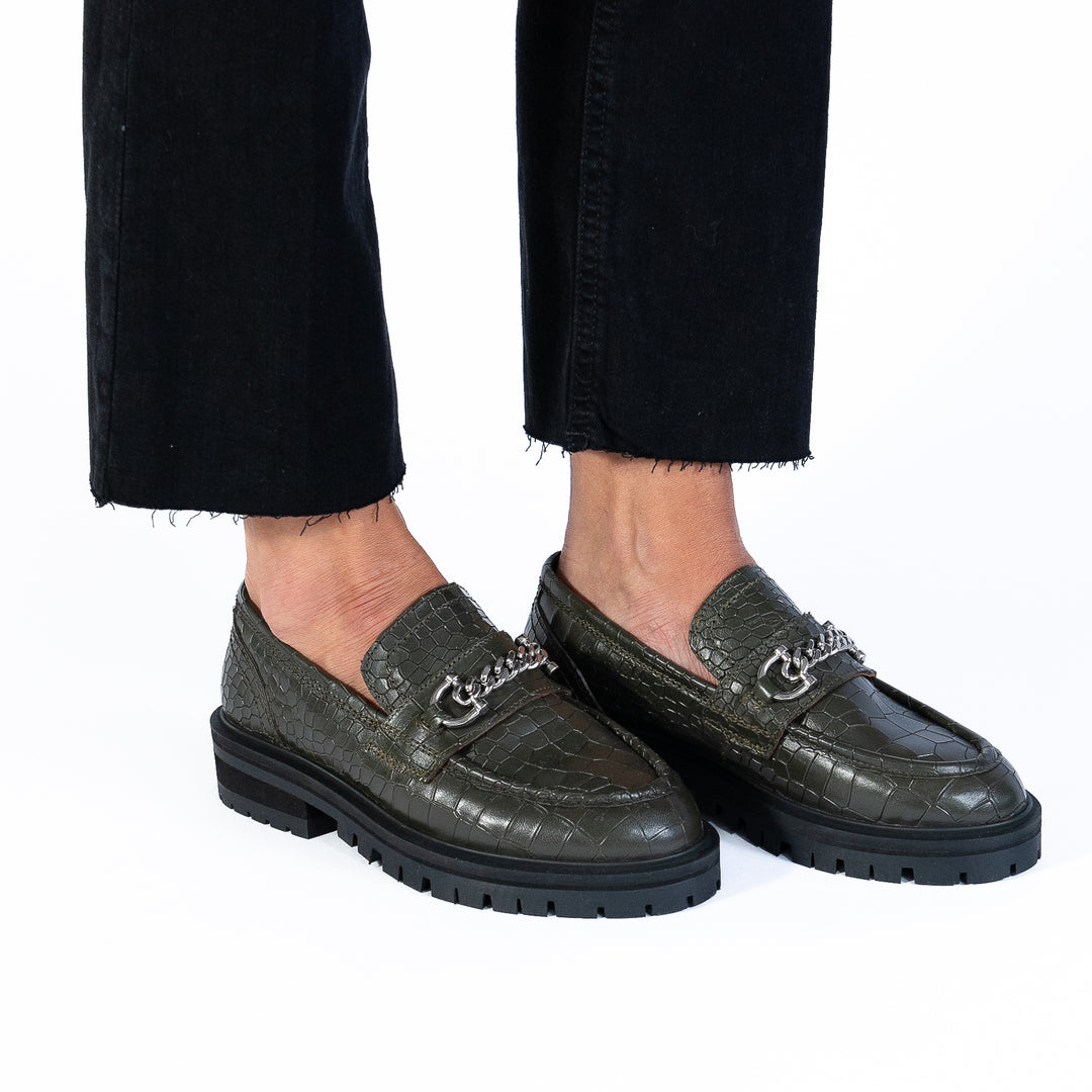FRANCIE LOAFER Army zöld Embossed