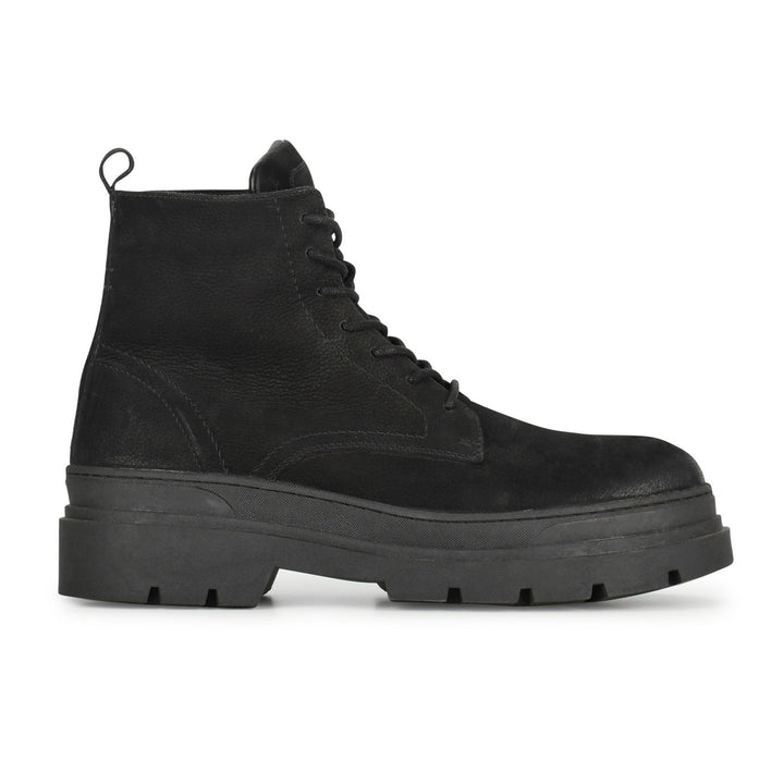 LIAM LACE BOOT Fekete nubuk