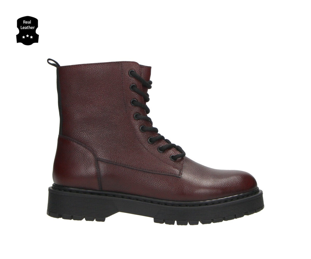 LONDON LACE BOOT Bordó Valódi Bőr