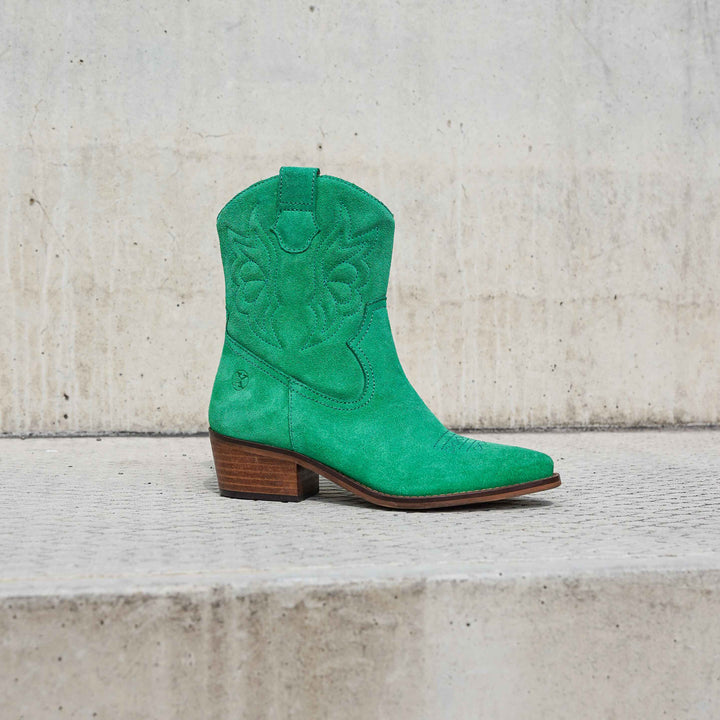 MINT WESTERN BOOT zöld velúr