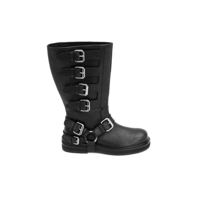 CANTALOUPE HIGH BOOT fekete bőr csizma