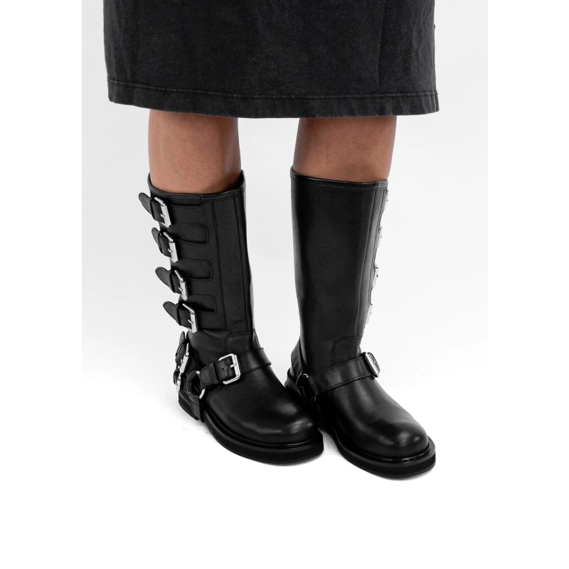 CANTALOUPE HIGH BOOT fekete bőr csizma