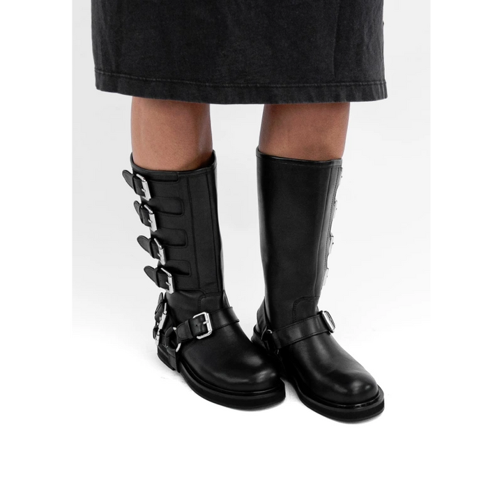 CANTALOUPE HIGH BOOT fekete bőr csizma
