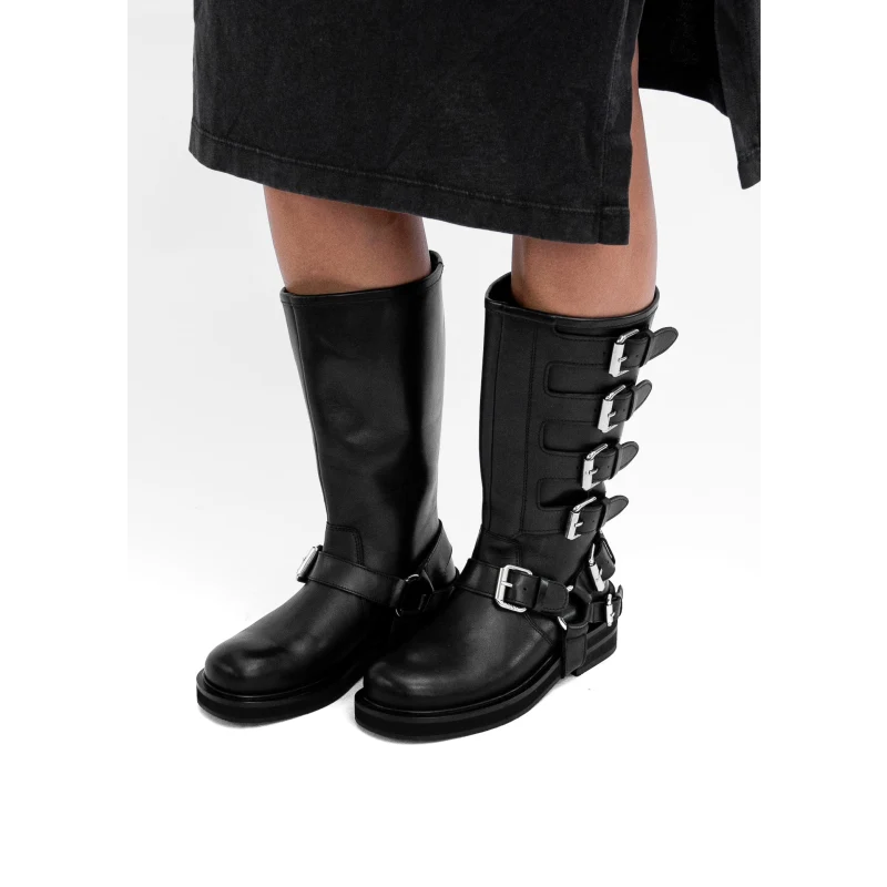 CANTALOUPE HIGH BOOT fekete bőr csizma